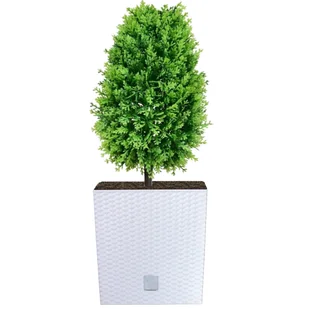 Doniczka kwadratowa wkład rattan 22,3x22,3x22,8 cm biały - Donice - miniaturka - grafika 1