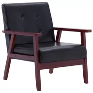 Fotele - Fotel Retro, czarny, 64,5x67x73,5cm, drewno+skóra - miniaturka - grafika 1