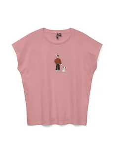 Vero Moda Koszulka w kolorze jasnoróżowym - Koszulki i topy damskie - miniaturka - grafika 1