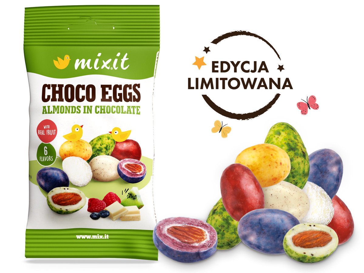 Wielkanocne Jajeczka Mixit 65g – Migdały w Białej Czekoladzie!