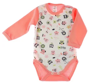 Body długi rękaw SOWY RÓŻ r 68 KLEKLE - Body dla niemowląt - miniaturka - grafika 1
