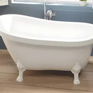 Wanny - VENTE-UNIQUE Wanna wolnostojąca retro z białymi nogami w kształcie lwich łap – 200 l – 145 x 74 x 77 cm – Biała – NISOS - miniaturka - grafika 1