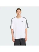 Koszulki męskie - adidas T-Shirt adicolor 3-Stripes KD4096 Biały Oversize - miniaturka - grafika 1