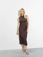 Spódnice - Mohito - Satynowa spódnica midi z wiskozy - ciemno brązowy - miniaturka - grafika 1