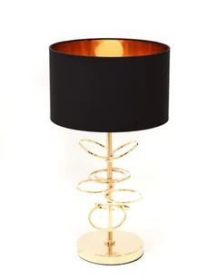 Lumina Deco MILARI elegancka lampa nocna złota z czarnym abażurem styl glamour - Lampy stojące - miniaturka - grafika 1