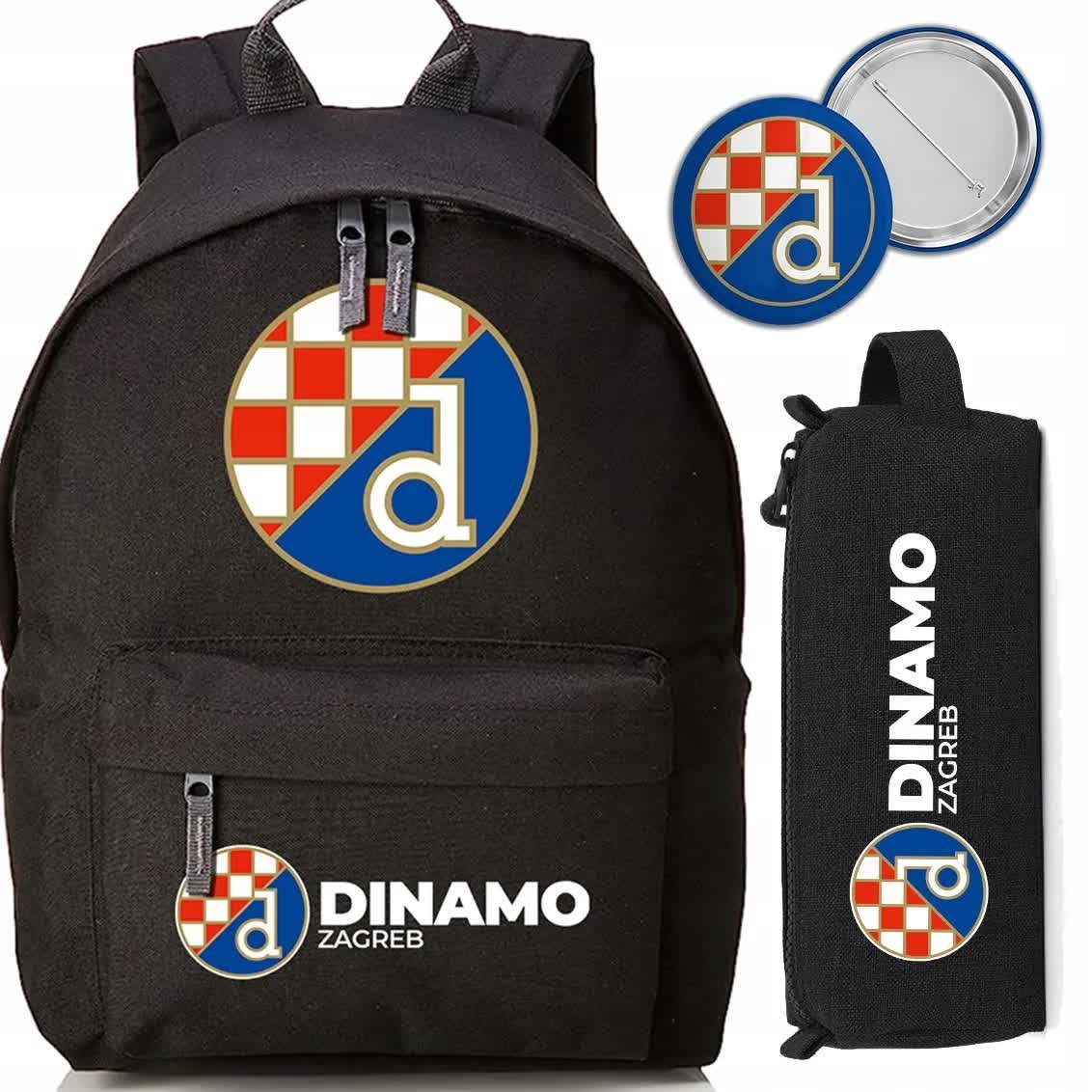 Zestaw do Szkoły Czarny Plecak + Piórnik + Pin DINAMO ZAGREB Piłka Klub