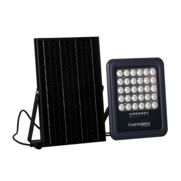 Naświetlacz LED z panelem solarnym 100W b.zimna 5000K 800lm GEMINI sterowany pilotem panel jako osobny element na przewodzie IP65 GERMINA