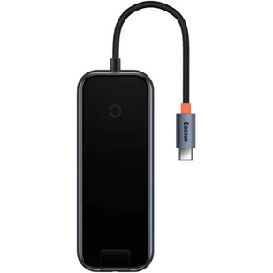 Hub 5w1 Baseus AcmeJoy series USB-C do 2xUSB 3.0 + USB 2.0 + USB-C PD + RJ45 (szary) - Huby USB - miniaturka - grafika 1