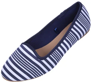 Granatowo-białe marynarskie balerinki - Baleriny - miniaturka - grafika 1
