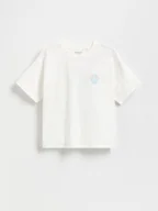 Koszulki dla dziewczynek - Reserved - T-shirt z nadrukiem na plecach - złamana biel - miniaturka - grafika 1