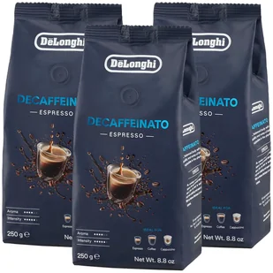 ZESTAW 3x KAWA ZIARNISTA BEZKOFEINOWA MIESZANA DELONGHI DECAFFEINATO 250G - Kawa - miniaturka - grafika 1