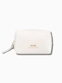 Kosmetyczki, organizery i kuferki - Duża kosmetyczka z ekoskóry w kolorze kości słoniowej - miniaturka - grafika 1