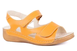 Sandały damskie - Sandały damskie na szersze stopy bezowe  komfortowe Łukbut  16420-3-L-022 - grafika 1