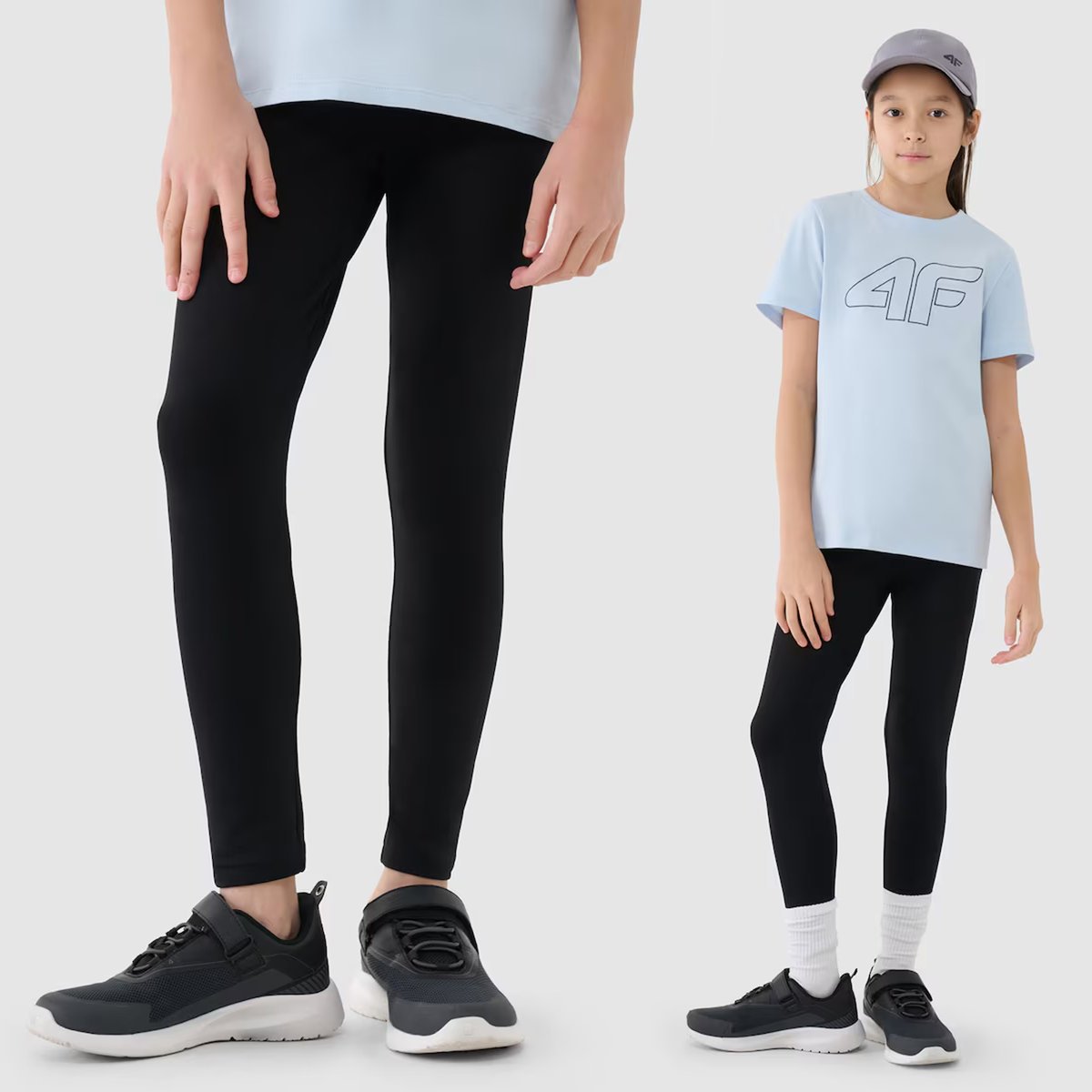 Legginsy Dziewczęce Spodnie 4F Bawełniane Klasyczne Czarne 4FJWMM00TTIGF178 128