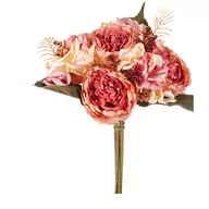 Sztuczne kwiaty - Piwonie w bukiecie, pudrowy róż, 20 x 26 cm - miniaturka - grafika 1