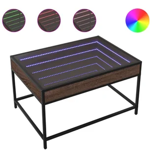 vidaXL Stolik kawowy z diodami LED Infinity brązowy dąb 70x50x41 cm - Ławy i stoliki kawowe - miniaturka - grafika 1