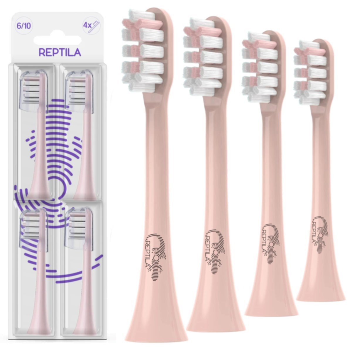 4 Końcówki do szczoteczki SOOCAS X3 X3U X3S X1 X5 V1 RÓŻOWE UNIWERSALNE TWARDOŚĆ 6/10 - REPTILA