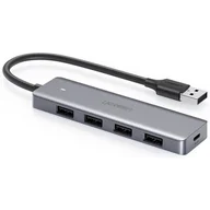 Kable komputerowe i do monitorów - Ugreen Ugreen rozdzielacz HUB USB - 4x USB 3.2 Gen 1 z portem zasilania micro USB szary (CM219 50985) - Szary CM219 50985 - miniaturka - grafika 1