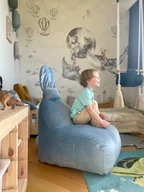 Szafy i szafki dla dzieci - Uszata pufa siedzisko z oparciem Funny Bunny VELVET - Niebieska - miniaturka - grafika 1