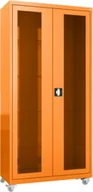 Meble i wyposażenie gabinetów medycznych - MD/2k.2011 mobilna szafa lekarska 2-skrzydłowa 1-komorowa pomarańczowa na kołach - miniaturka - grafika 1