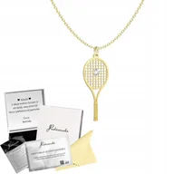 Naszyjniki - Złoty Naszyjnik Rakieta Tenisowa SREBRO 925 Prezent DEDYKACJA GRATIS - miniaturka - grafika 1
