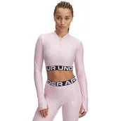 Koszulki i topy damskie - Damski longsleeve treningowy Under Armour Heatgear Rib 1/4 Zip Ls - różowy - miniaturka - grafika 1