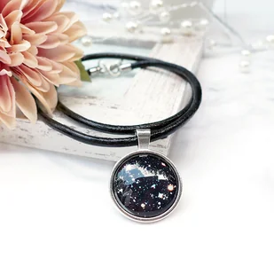 NASZYJNIK KOLIA ''GALAXY'' unikat ze szkłem artystycznym - Naszyjniki - miniaturka - grafika 1