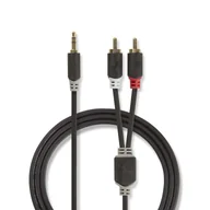 Kable komputerowe i do monitorów - Nedis CABW22200AT10 kabel audio 1 m 3.5mm 2 x RCA Antracyt - miniaturka - grafika 1