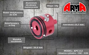 Arma Tech - Głowica cylindra - Aluminium CNC - G36 - APC112 - Amunicja i osprzęt ASG - miniaturka - grafika 3