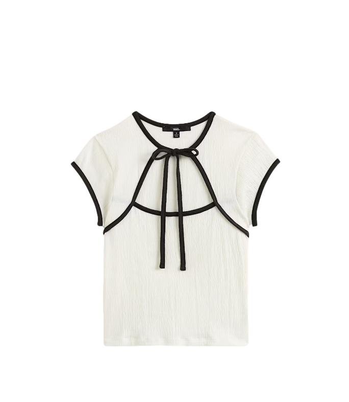 T-shirt Damski Bluzka VANS Kari Tie Neck Top Classic White/Black VN000R3UU201 XS