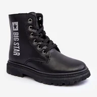 Buty dla dziewczynek - Skórzane Botki Dziecięce Ocieplane Big Star MM374152 Czarne - miniaturka - grafika 1