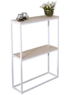 Konsole i sekretarzyki - Wąska konsola z półkami biały + dąb sonoma D2-K73 - miniaturka - grafika 1