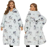 Bluzy damskie - KOC BLUZA OVERSIZE CIEPŁA 2W1 FUTRZAK KOTY YOGA [UB-KB-WZ-2] - miniaturka - grafika 1
