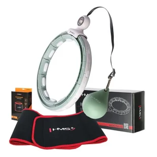 ZESTAW HULA HOP MAGNETYCZNY GREEN HHM15 Z LICZNIKIEM HMS + PAS WYSZCZUPLAJĄCY BR163 RED - Pozostały sprzęt i akcesoria do ćwiczeń - miniaturka - grafika 1