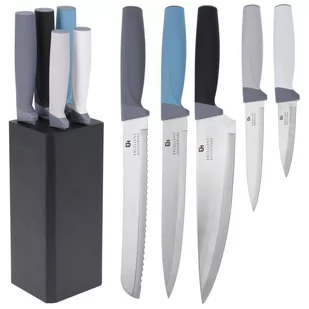 Excellent Houseware Nóż noże kuchenne w CZARNYM STOJAKU zestaw komplet noży 5 sztuk - Noże kuchenne - miniaturka - grafika 1
