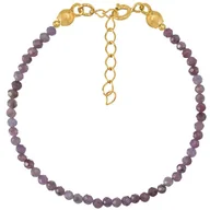 Bransoletki - Bransoletka srebrna pozłacana z kamieni naturalnych rubiny 3 mm - miniaturka - grafika 1