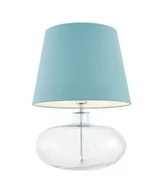 Lampy stojące - Kaspa Lampa stołowa Sawa niebieski/biały abażur PODSTAWA TRANSPARENTNA 40584112 - miniaturka - grafika 1