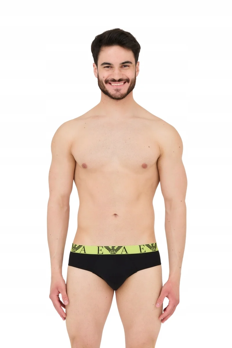 EMPORIO ARMANI Slipy 3-pack czarne, zielone M