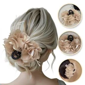 Ozdoby do włosów - Duża kokarda tiulowa, spinka do włosów, klamra kwiat cyrkonie SP326K - miniaturka - grafika 1