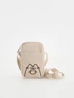 Torby męskie - Reserved - Sztruksowa saszetka Pusheen - beżowy - miniaturka - grafika 1