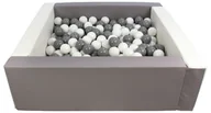 Suche baseny - Kwadratowy suchy basen z ekoskóry z 300 piłeczkami (biały, szary/biały, szary) - miniaturka - grafika 1