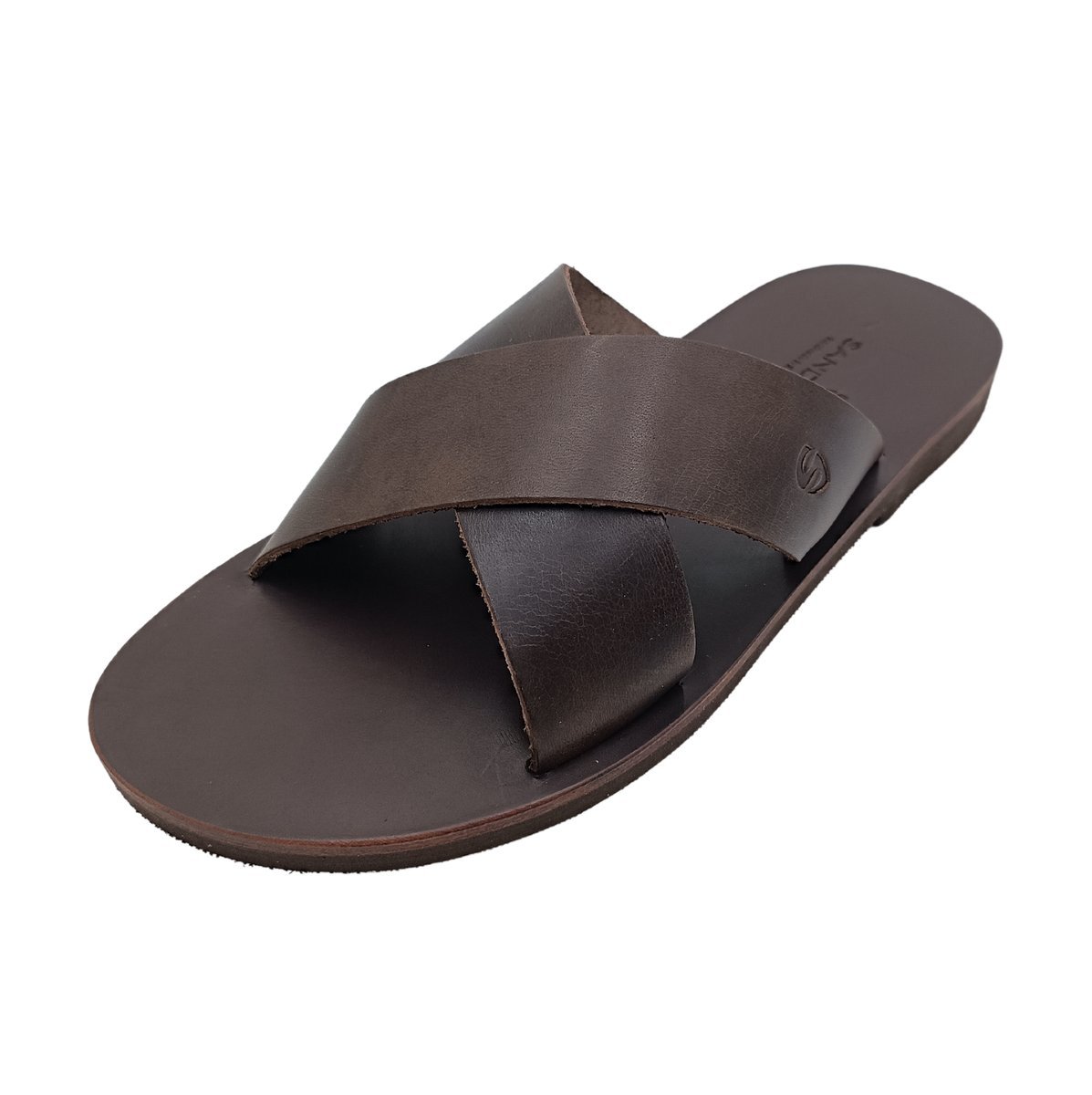 Brązowe klapki męskie z naturalnej skóry SANDINISTA S4681 [Rozmiar: 43]
