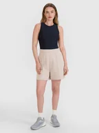 Spodenki damskie - 4F Spodenki dresowe damskie - beżowe L - miniaturka - grafika 1
