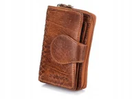 Portfele - Brązowy Portfel Damski Skórzany Pionowy Vintage - miniaturka - grafika 1