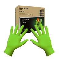 Rękawiczki jednorazowe - Rękawiczki nitrylowe XL zielone Mercator Gogrip green 50szt karton 10op - miniaturka - grafika 1