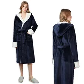 Szlafroki damskie - SZLAFROK DAMSKI z kapturem MIĘKKI gruby plusz L - miniaturka - grafika 1