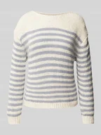 Swetry damskie - Sweter z dzianiny o kroju comfort fit z mieszanki bawełny - miniaturka - grafika 1