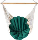 Fotele ogrodowe wiszące - Elior Krzesło brazylijskie z poduchą w kształcie muszli butelkowa zieleń - Milis - miniaturka - grafika 1