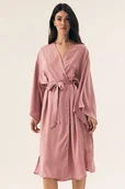 Szlafroki damskie - Satynowy szlafrok Rhone w kolorze starego różu L/XL - miniaturka - grafika 1
