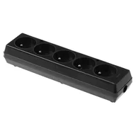 Listwy zasilające - Gniazdo przedłużacza przenośne pięciokrotne z uziemieniem 5x2P+Z 16A 250V, rozbieralne, GN-570 CZARNY; T-11015, PLASTROL - miniaturka - grafika 1